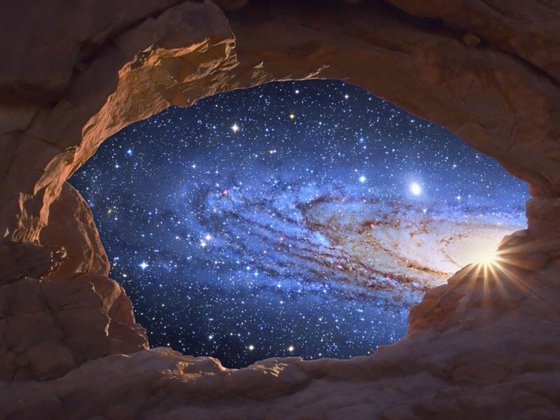 Galaxy Through Cave Opening
