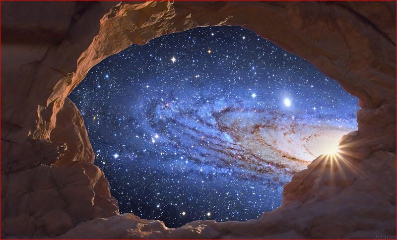 Galaxy Viewed Through Cave