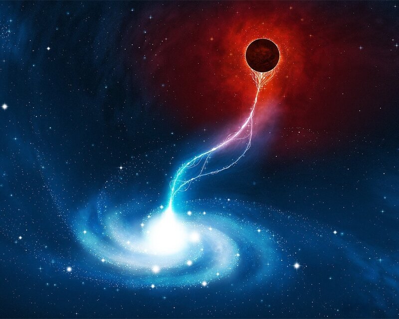 Galaxy with Black Hole — Blue, Dramatic, Night, Digital Art