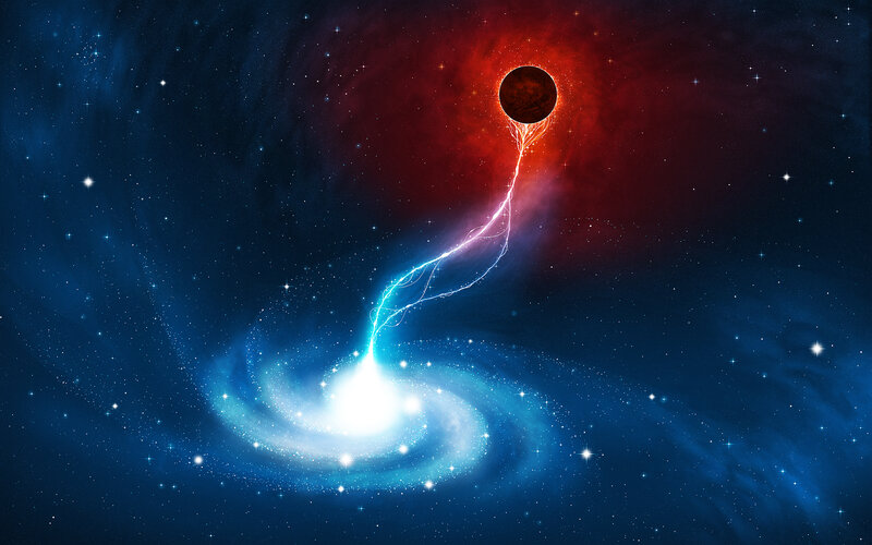 Galaxy with Black Hole — Blue, Dramatic, Night
