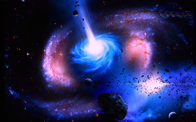 Galaxy with Black Hole — Blue, Dramatic