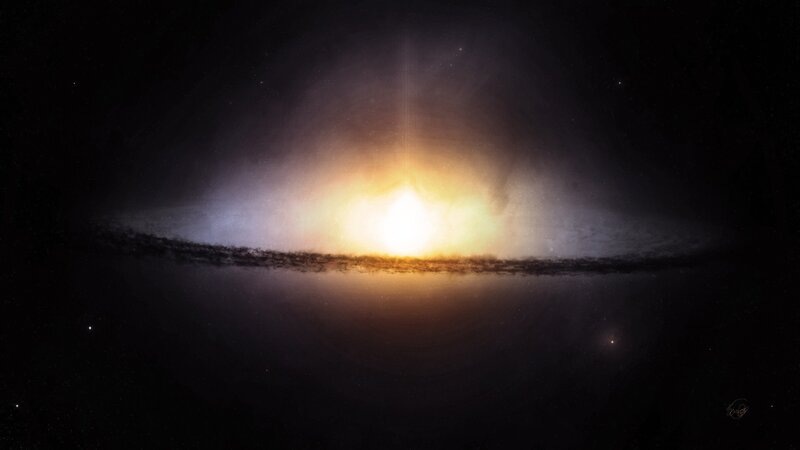 Galaxy with Bright Core — Black, Cosmic, Digital Art