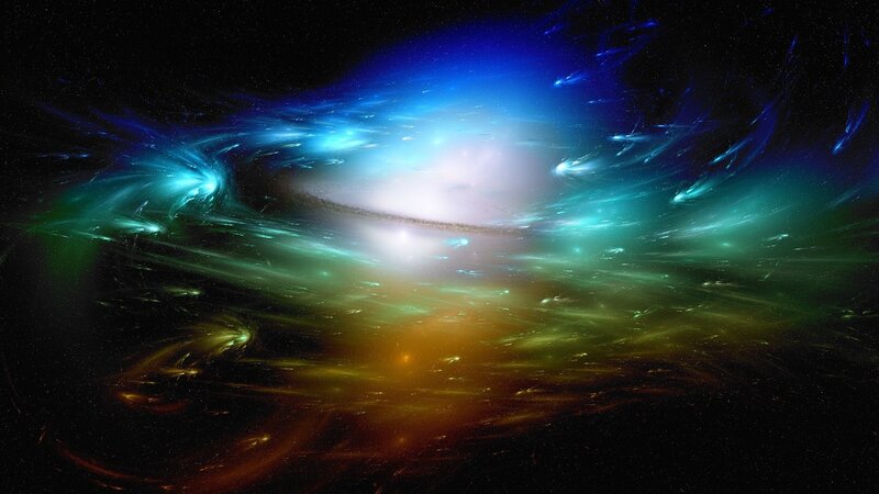 Galaxy with Colorful Nebula — Blue