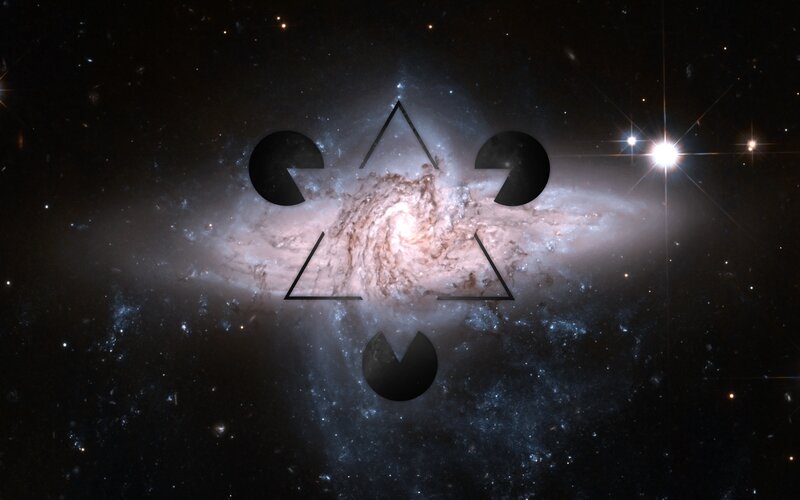 Galaxy with Geometric Shapes