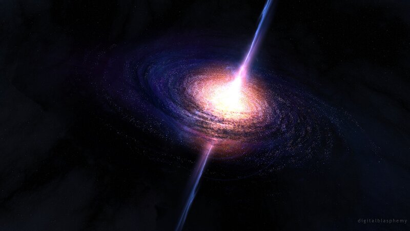 Galaxy with Jets — Black, Dramatic
