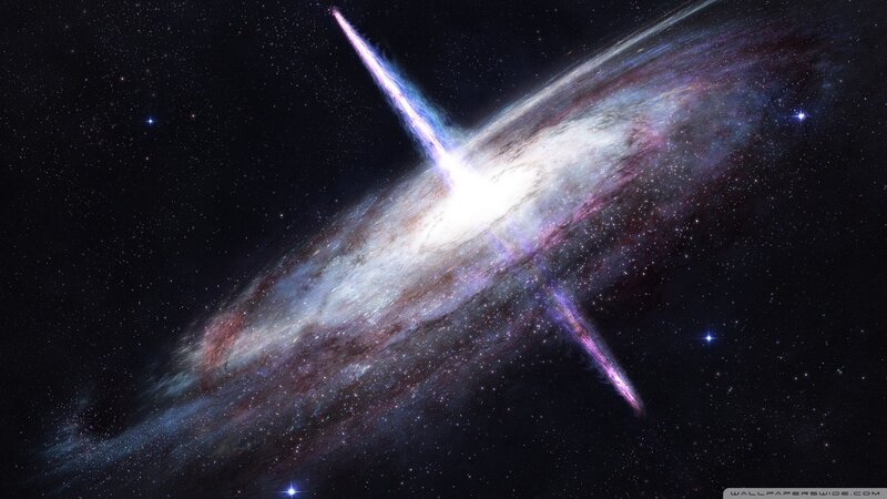 Galaxy with Jets — Purple, Dramatic, Night, Digital Art