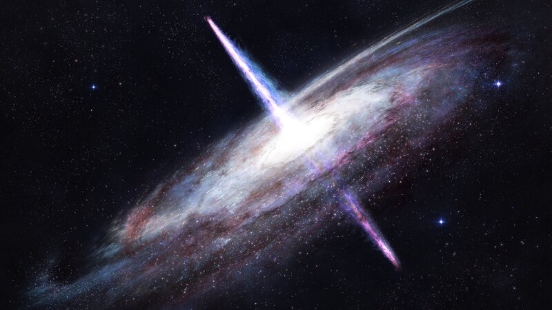 Galaxy with Jets — Purple, Dramatic