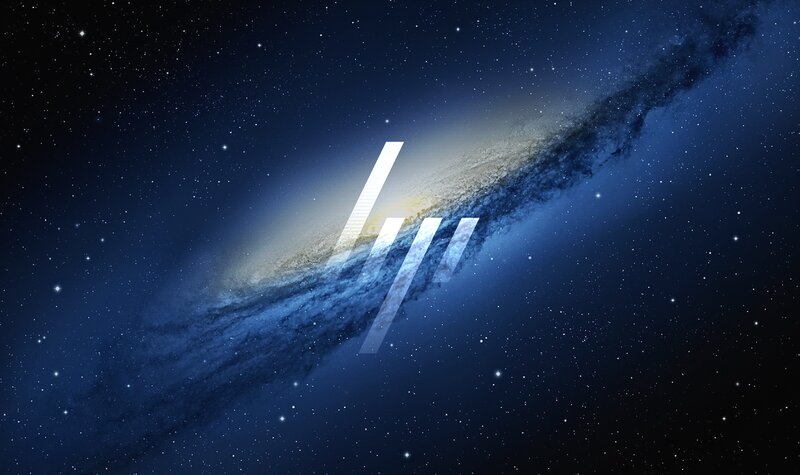 Galaxy with Logo Overlay