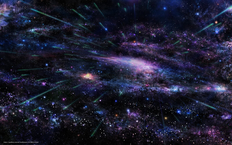 Galaxy with Meteor Shower — Purple, Cosmic, Night