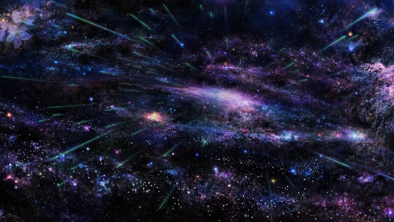 Galaxy with Meteor Shower — Purple, Cosmic