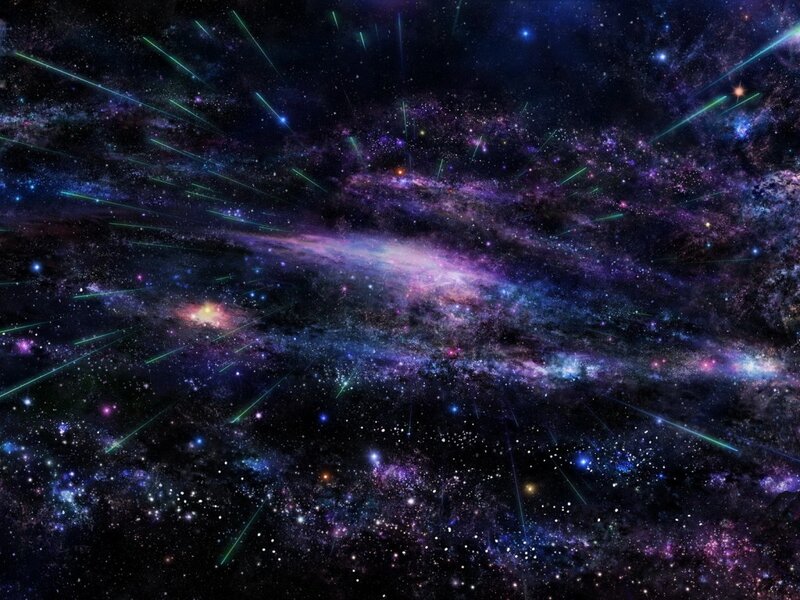 Galaxy with Meteor Shower — Purple