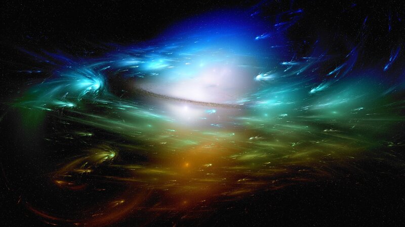 Galaxy with Nebula — Blue, Cosmic, Digital Art, Stars