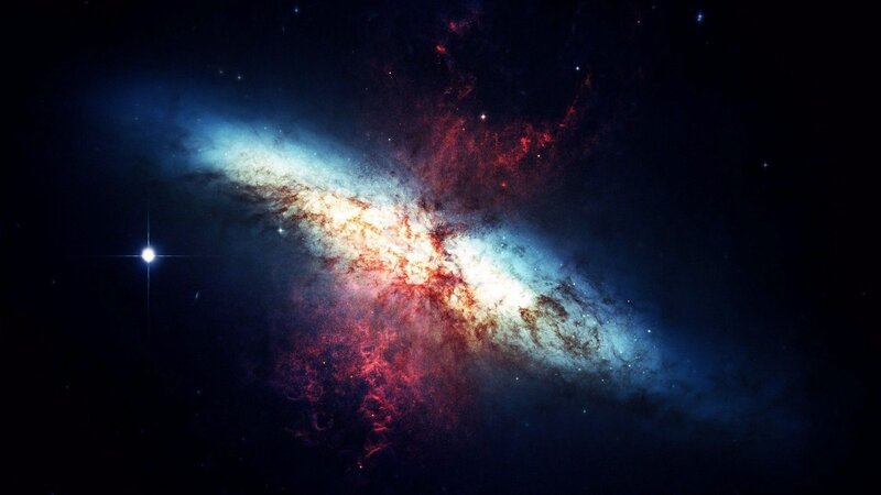Galaxy with Nebula — Blue, Cosmic, Night, Digital Art, Stars