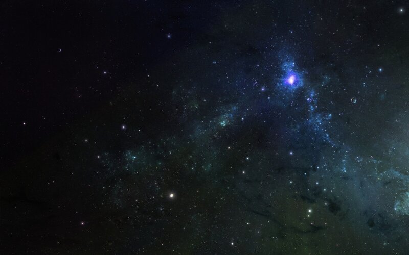 Galaxy with Nebula — Blue, Cosmic, Night