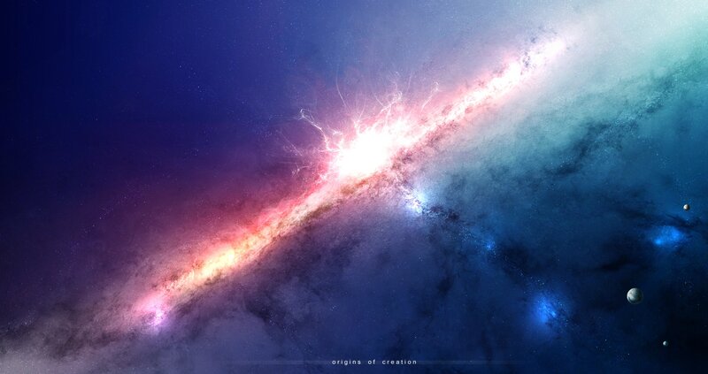 Galaxy with Nebula — Blue, Dramatic