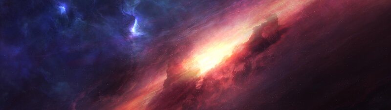 Galaxy with Nebula — Red, Dramatic, Digital Art