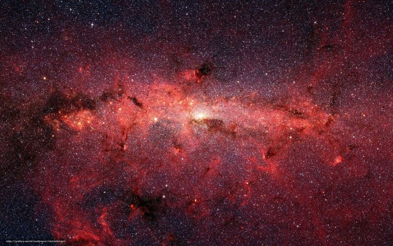 Galaxy with Nebula — Red