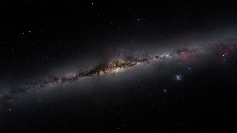 Galaxy with nebulae and stars