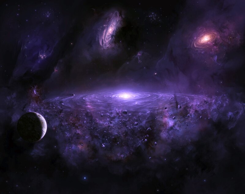 Galaxy with Nebulae — Purple