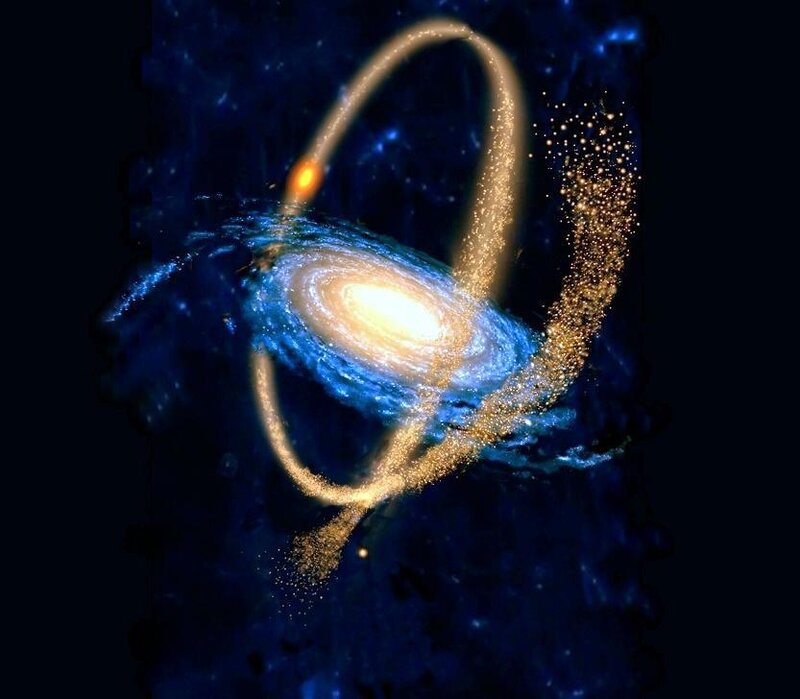 Galaxy with orbiting star system