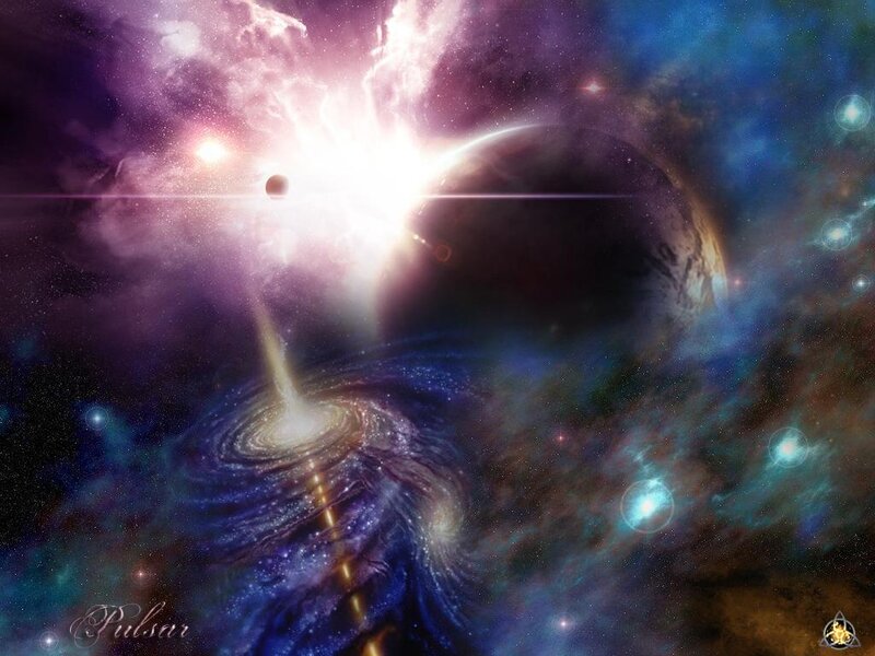 Galaxy with Planet and Nebula