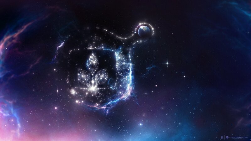 Galaxy with Planet and Symbol