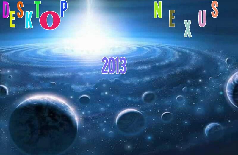 Galaxy with Planets — Blue, Cosmic, Digital Art
