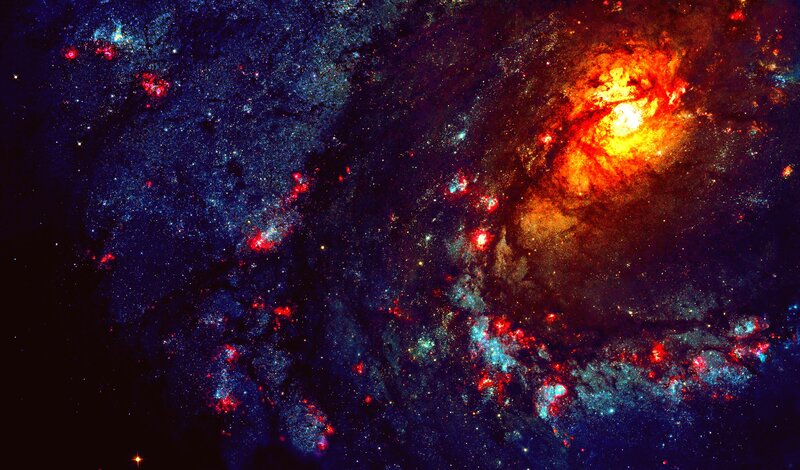 Galaxy with Star Clusters — Blue, Dramatic