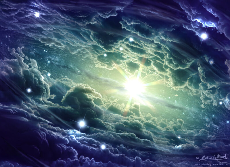 Galaxy with Stars — Blue, Dramatic