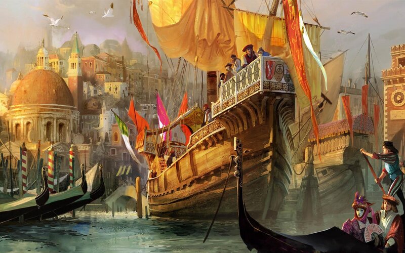 Galleon in Venetian Harbor