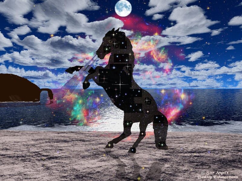 galloping horse under starry sky