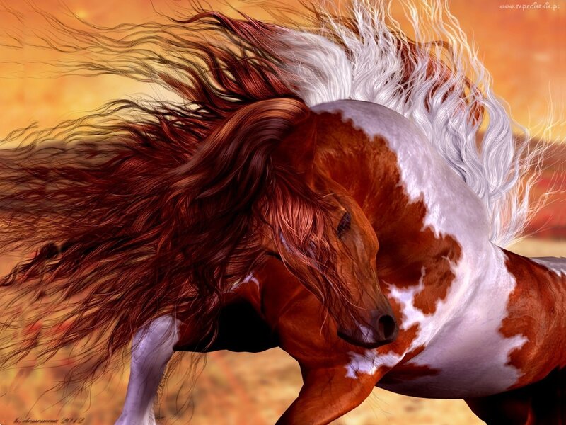 galloping horse with flowing mane