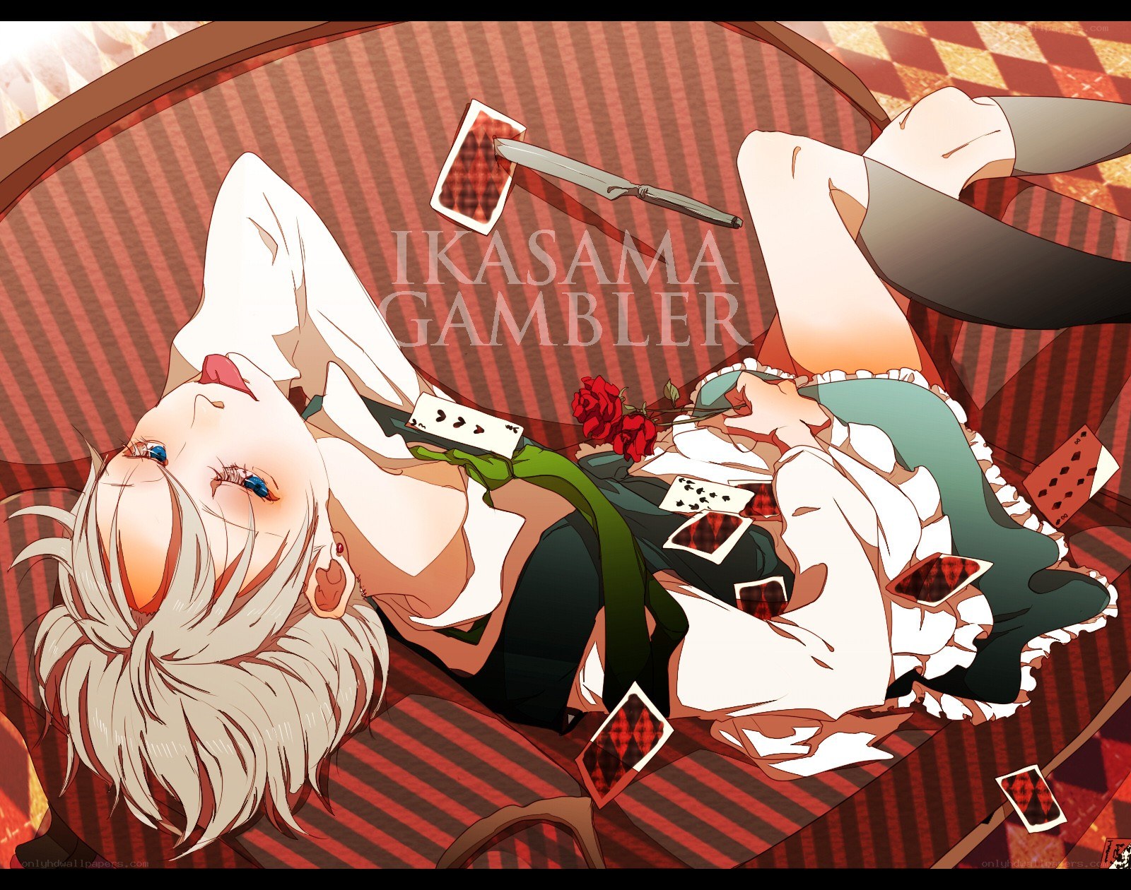 Gambler with cards and roses