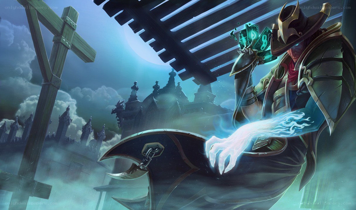 Gambler with glowing cards