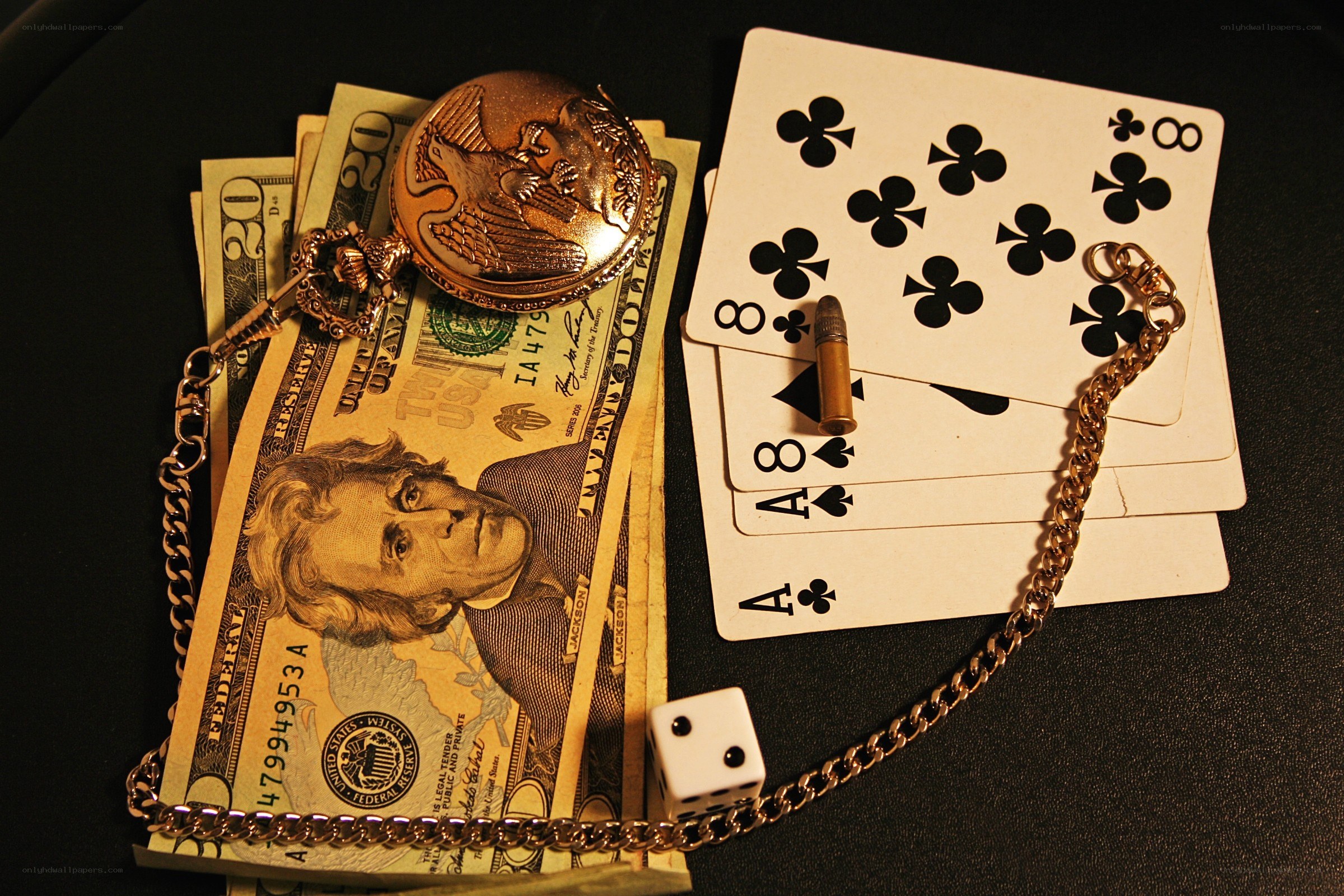 Gambling items on a table