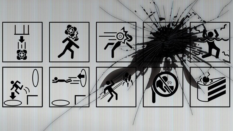 game control icons on cracked screen