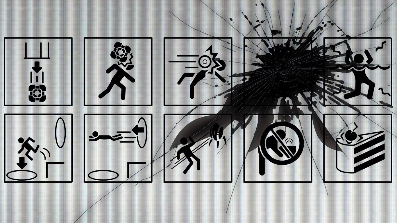 game control icons on cracked screen