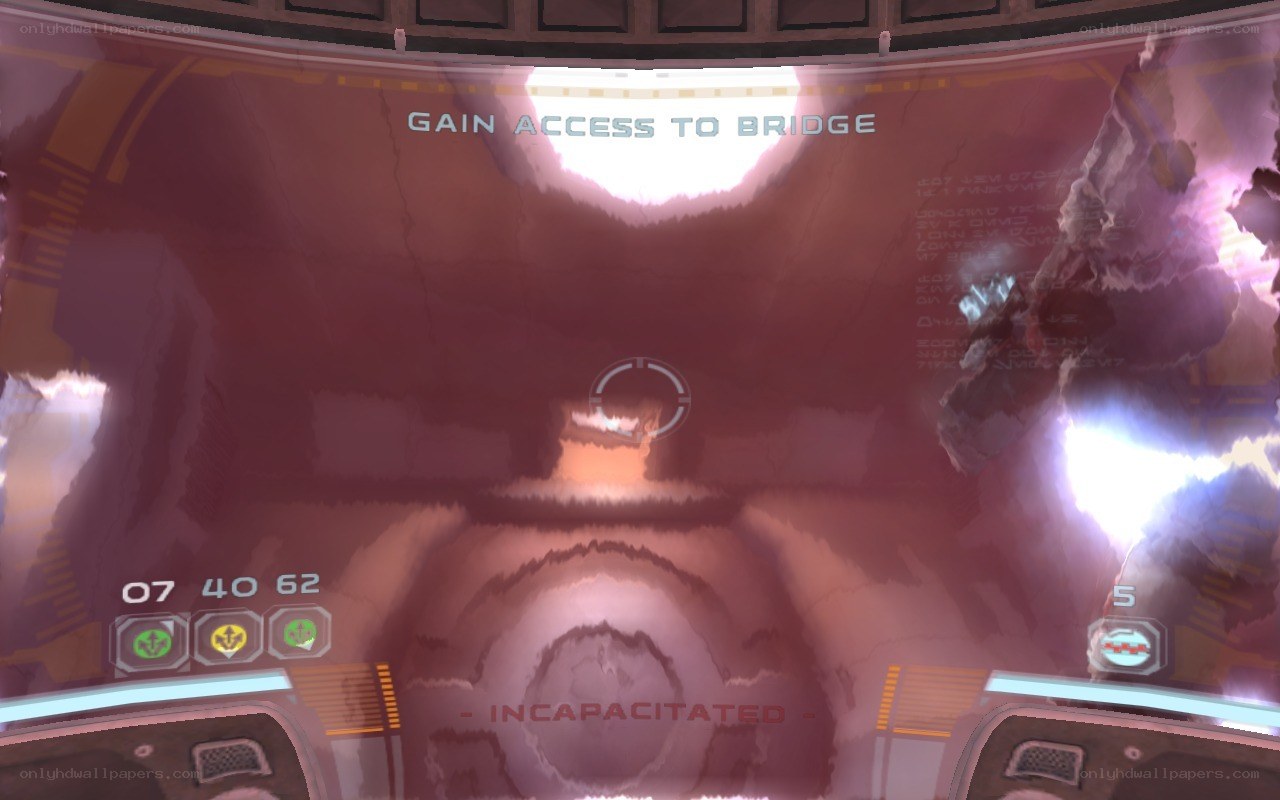 Game HUD with bridge access prompt