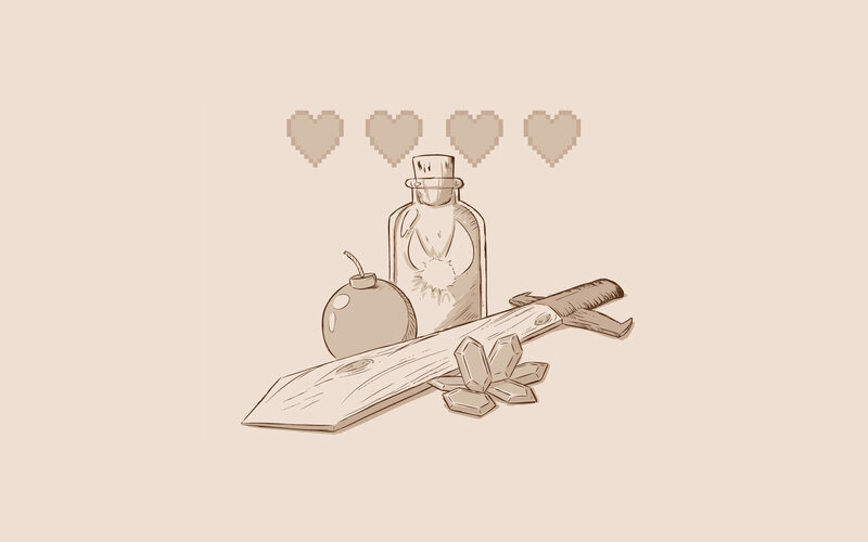 game items and health hearts
