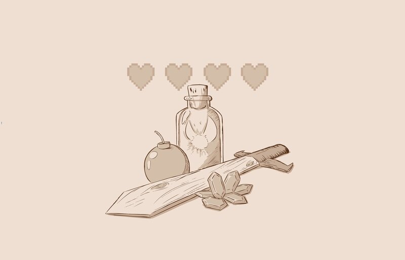 game items and health hearts