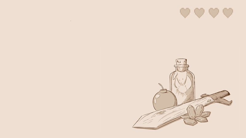game items on beige background