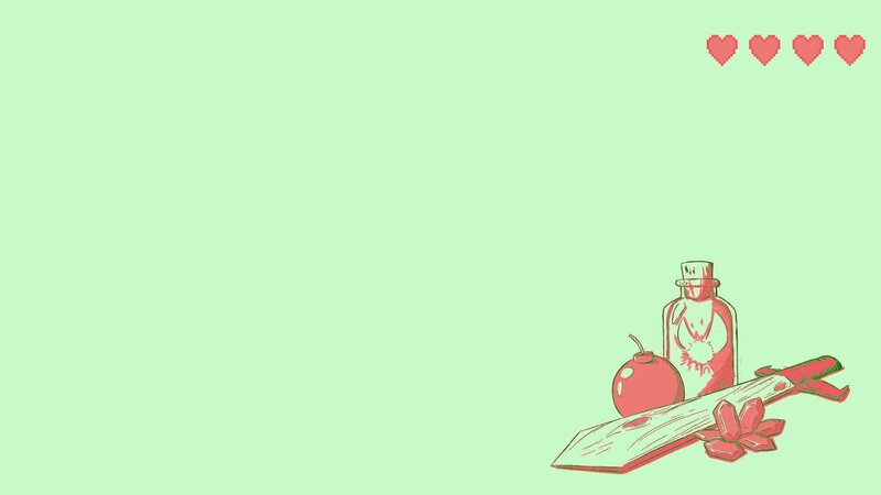 Game Items on Green Background — Light Green