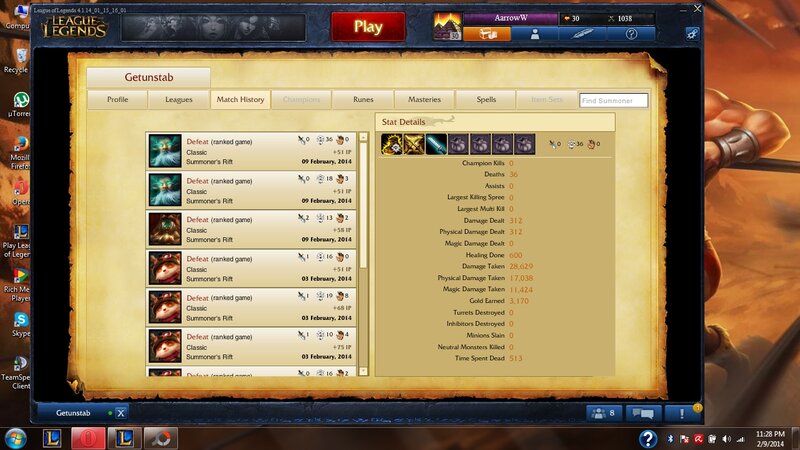 Game Profile Screen