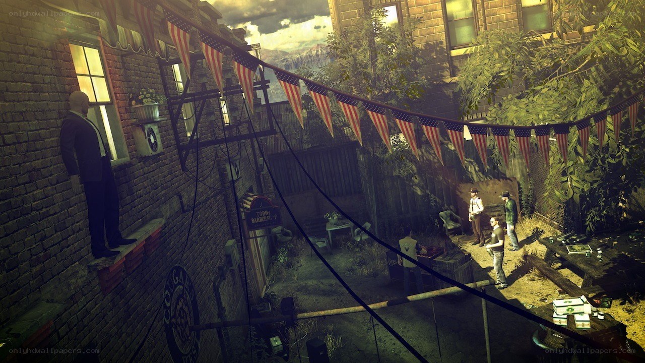 game scene with American flags