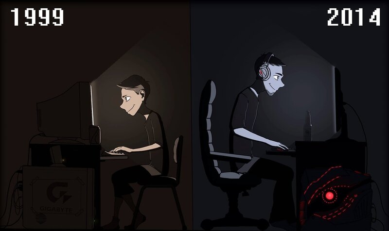 Gamer at Computer — Black