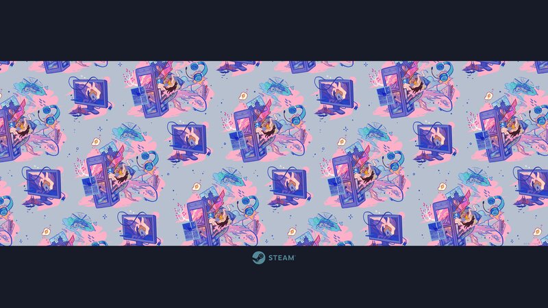 Gamer at Computer — Blue