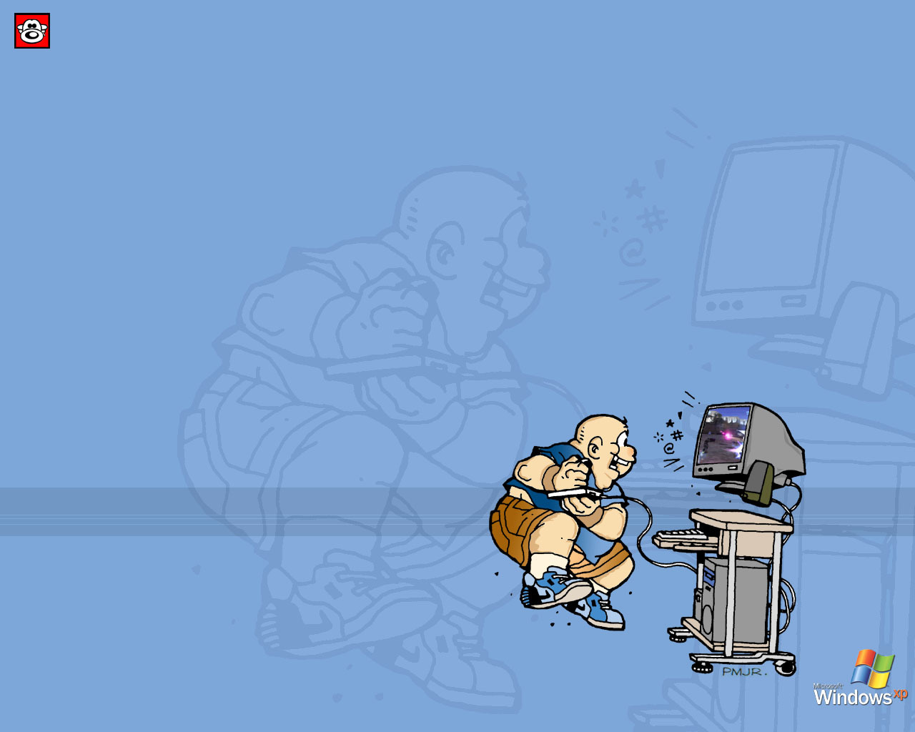 gamer at computer desk