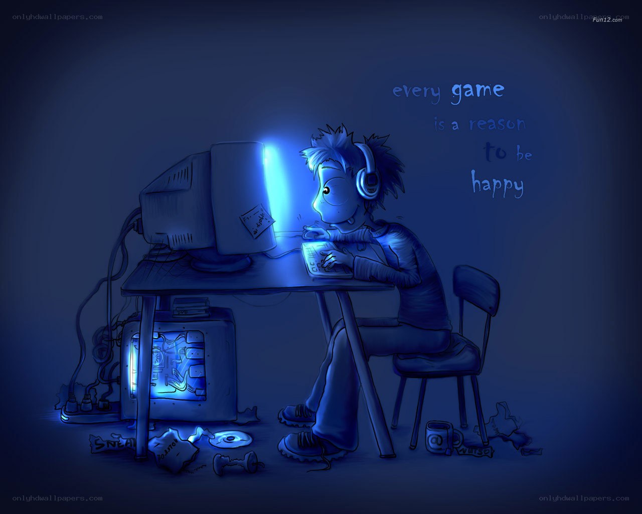 gamer at night