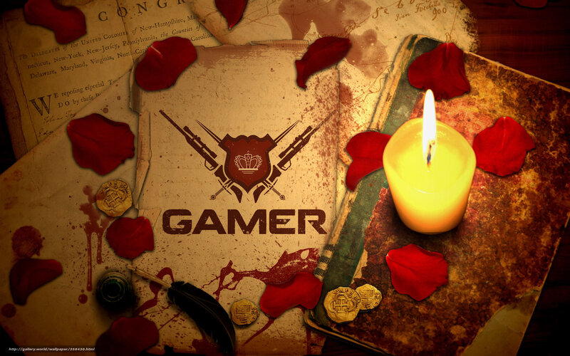 Gamer emblem with candle and rose petals