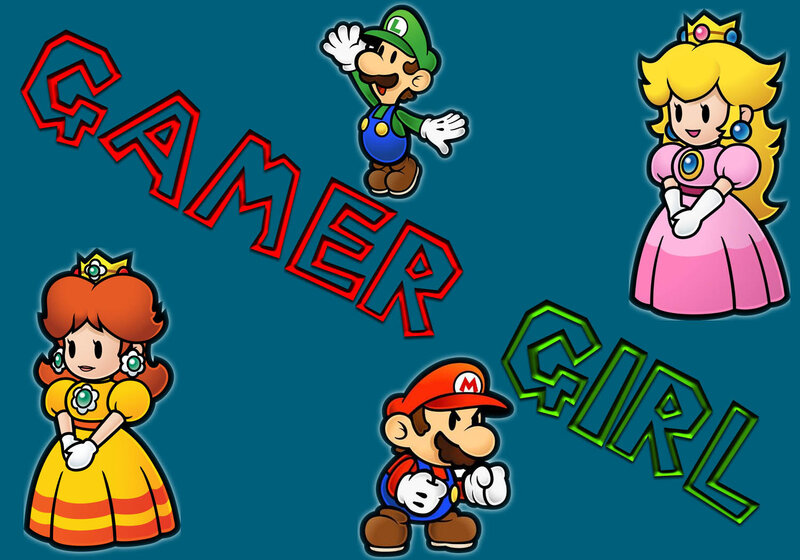 Gamer Girl with Mario characters